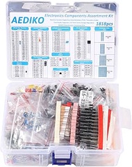 AEDIKO 1818pcs Electronics Components Assortment Kit Diode, Triode, Metal Film Resistance, Aluminum 