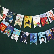 Picture Book  Bunting Classroom Decoration Wall String Flag Fishtail Flag Holiday Dress Up Props
