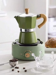 1 件 150 毫升綠色咖啡摩卡壺,小型家用濃縮咖啡壺套裝,附手動咖啡研磨機,咖啡機設備