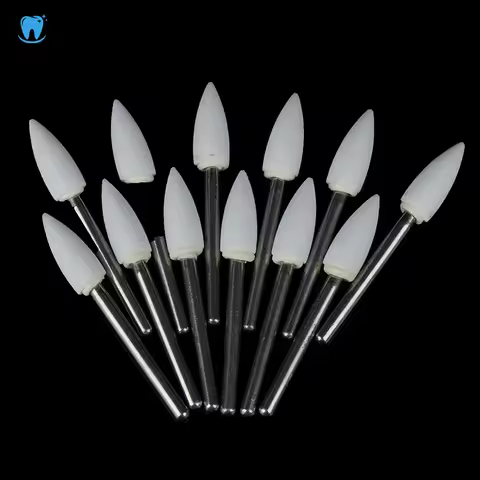 1Set Dental White Polishing Stones Flame Cone shape burs Arkansas Stone