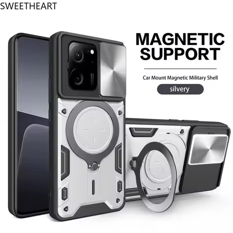Magnetic Adsorption Slide Camera Armor Rotation Case For Xiaomi POCO X6 X5 X4 M6 F6 F5 M4 13T 12T 11