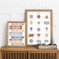 COCOPIN Educational Aesthetic Poster BOHO earth tone color Children's PAUD TK SD alphabet ABC anti-t