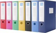 FUNSUEI Pack of 7 A4 Lever Arch Files, Colourful, 7.5 cm Wide, 7 Colours, Document Box, A4 Plastic, 