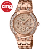 Casio Sheen นาฬิกาข้อมือผู้หญิง SWAROVSKI พิงค์โกลด์ สายสแตนเลส รุ่น SHE-3809PG-9A