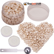 1set 210pcs Wax Seal Beads White Octagon Sealing Wax Beads Kit Packed in Can 9mm Wax Seal with 2pcs 