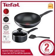 TEFAL Cookware Cook & Clean 4 pcs Set (SCP16+WP28+Spatula) Periuk Pot Pan Wok Kuali