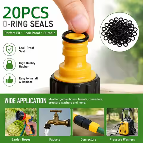 20Pcs 1/4 M22 O-Rings For Pressure Washer Hose Quick Disconnect Durable Rubber Accessories Garden To