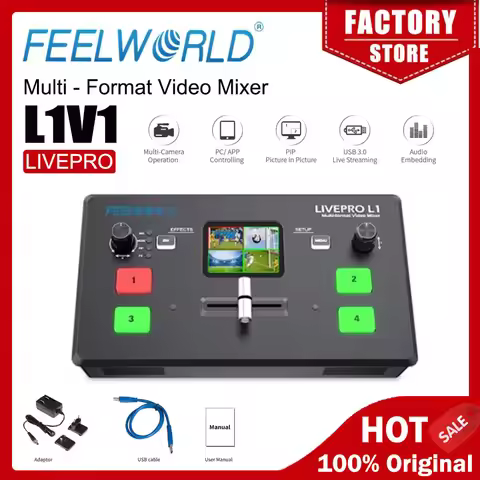 FEELWORLD LIVEPRO L1 Switcher Multi-format Video Mixer 4 channel Mini HD Switcher HDMI inputs Real T