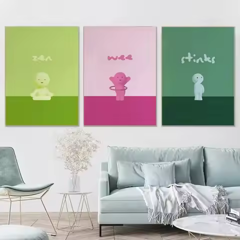Modern Colorful Smiski Yoga Meditation Posters and Prints Canvas Printing Zen Wall Art Picture for Y