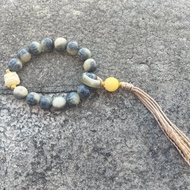 天然原生菩提根六字箴言象牙果醒獅設計單圈手串手持s