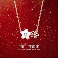 rantai silver rantai nama rantai silver 925 original S999 sterling silver S925 kalung bunga sakura e