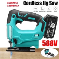 588V 3500RPM 120mm Portable Cordless Jigsaw Multi-Function Woodworking Power Tool Electric Jig Saw for Battery