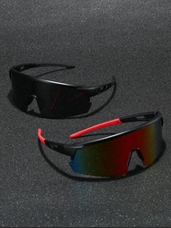 2入組男士塑料包圍式y2k風格時尚太陽眼鏡,適用於日常佩戴、拍攝、街頭穿搭、騎自行車、滑雪等場合