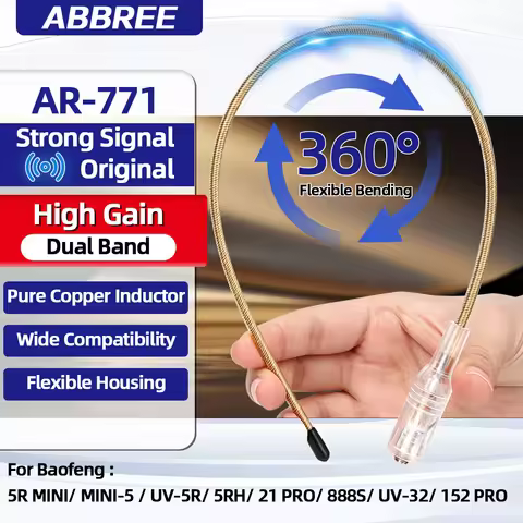 ABBREE New Transparent AR-771 High Gain Antenna SMA Female Compatible with Baofeng UV5R BF-888S 5R M