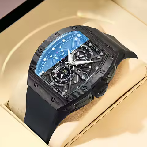 BONEST GATTI Automatic Mechanical Watch for Men Carbon Fiber Case Luminous Waterproof Business Multi