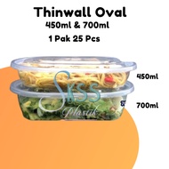Tinwall Oval Plastic Lunch Box 450ml 700ml Contents 25 Pcs l Thinwall Box Plastic Food Container 450