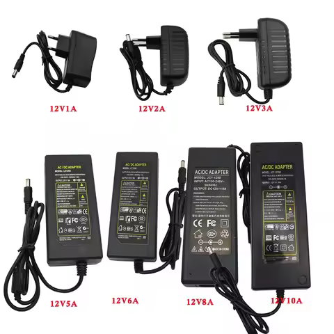 EU/US/UK/AU Power Supply Adapter Transformer AC 110-240V to DC 5V 12V 24V 1A 2A 3A 4A 5A 6A 7A 8A 10