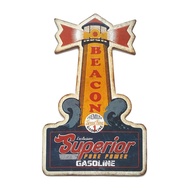 ป้ายสังกะสี Beacon Ethyl Gasoline Lighthouse (ปั๊มนูน)