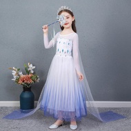 Frozen 2 Elsa Costume Cosplay White Dress For Baby Girl Blue Purple Princess Halloween Christmas Outfit Gown For Kids Set