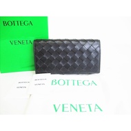 Authentic BOTTEGA VENETA Intrecciato Black Leather Bifold Long Wallet #8606  Pre-owned