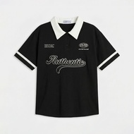 HI STYLE - Women Oversized Short Sleeve Polo - Black- FVG510424