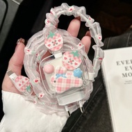Strawberry Rabbit Strap Set Cartoon Charger Case USB Cable Protector 20w 18w 35W