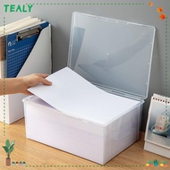TEALY Home Office Supplies Storage Box, Transparent Plastic Storage Box,  Dustproof File Storage Box
