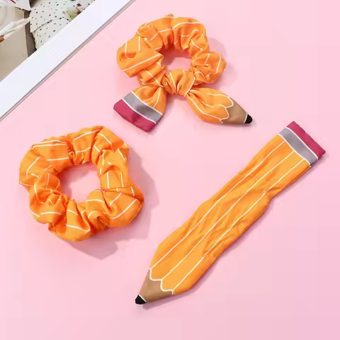 Bow Hair Accessory Handmade Scrunchie Hair Accessory Pencil Pattern Bow Comfortable Pencil Bow Hair 