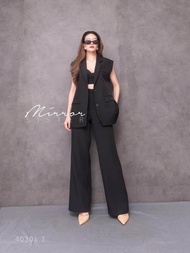 (ชุดขาวดำ) [BW] (นางแบบใส่ชุดขาย) In Chicago Unique Blazer Set ชุดเซ็ตเบลเซอร์ผู้หญิง ชุดสูทสุภาพ ชุ