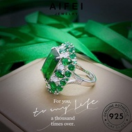 AIFEI JEWELRY Adjustable Korean For Accessories Square Women Luxury Perempuan Ring 925 Silver Sterling 純銀戒指 Cincin Perak Original Emerald R2417