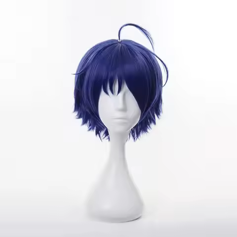 Wonder Egg Priority Ohto Ai Cosplay Wig Blue Short Hair Wig Woman Girl Bobo Curly Headgear Halloween
