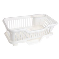 PP Kitchen Sink Dish Drainer Rack Washing Holder Basket Organizer Tray 44.5x23x18cm