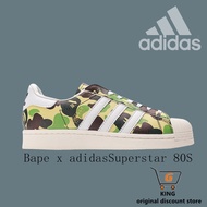 *100% Ori*Bape x Adidas originals Superstar 80S classic shell head trend casual anti-slip lightweight low-top board shoes XMC7