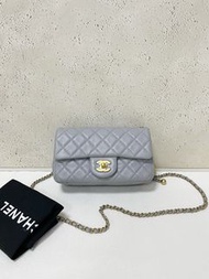 Chanel 21B classic flap mini 灰色金球