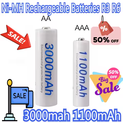 1.2V 1100mAh 3000mAh Ni-MH AAA AA Rechargeable Batteries R3 R6 and Rechargebale Battery AA+AAA Batte