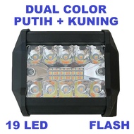 Lampu Tembak LED Bar Cree Sorot 19 Titik Mata SMD Mobil Motor Laser Gun Dual Color Putih Kuning CWL