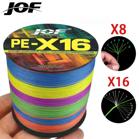 JOF X8 X16 Strands PE Braided Fishing Lines 0.16mm-0.8mm 18-200LB 300M 500M Multifilament Wires Sea 
