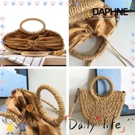 DAPHNE Handmade Bags, Big Capacity Straw Beach Weaving Straw Bag, 2023 Moon shaped Wrapped Beach Bag Ladies