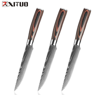 Damascus Laser Grain Steak Knife Carving Knife Slicing Knife Dining Kitchen Knife Kitchen Cooking To