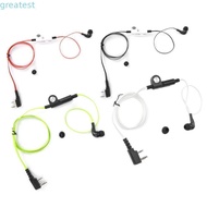 GREATMY Earphone PTT Mic, 2 Way ABS Earpiece, Two Way Radio 2 Pin Noodle Headphone Cord for Kenwood 