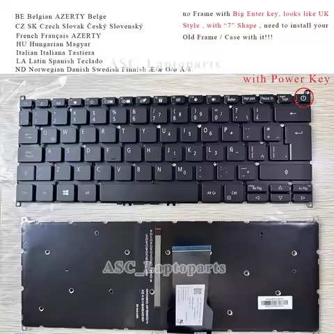 New BE/CS/FR/HU/IT/LA/ND Keyboard for Acer Spin 5 SP513-51 SP513-51-54K0 SP513-51-58FW SP513-52NP SP