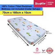 Baby Cotton Fitted Bedsheet (70cm x 160cm) Cadar Sahaja(Fitted Bedsheet Suitable for IKEA mattress s