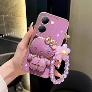 เคสสำหรับ โทรศัพท์ VIVO Y27S Y36 Y27 5G ฝาหลังสุดหรู3มิติพร้อมตัวยึดกระจก