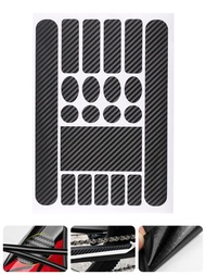 1套碳纖維圖案自行車邊框保護貼紙,黑色