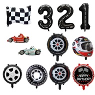 New F1 Racing Formula Theme Aluminum Film Balloon Helmet Racing Tire Black White Flag Balloon