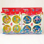 TGA Fishing Games 4 Fishing Rods 32 Fishes Magnetic Fishing Toys 4 Pools Can Rotate Music