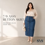 SYS Clothier 7/8 Assy Button Denim Skirt JumboWanita I High Waist Stretch Denim Bigsize (Size 30-34)