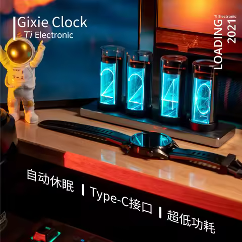 Gixie Clock Glow tube clock RGB creative desktop decoration gift quasi-glow clock B station fan coun