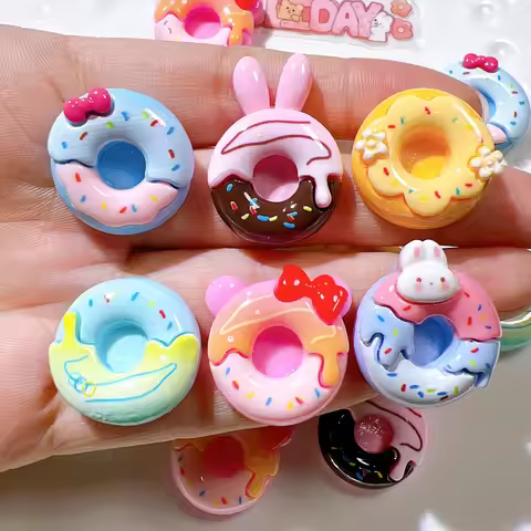 6pcs Mini Donut Shaped Refrigerator Magnets Colorful Kawaii Decals Fridge Whiteboard Cute Fridge Sti