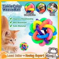KUCINGJER Berwarna-warni Bell Ball Mainan Kucing Mainan Hallow Bola Kecil Bermain Bola Mainan Peliha